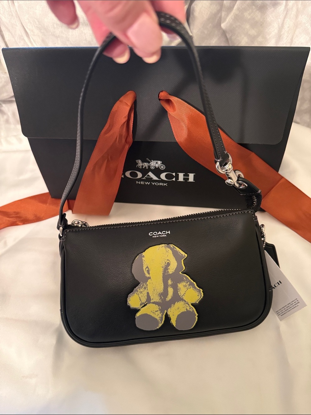 🖤💚Coach NWT Black Leather Plaza 18 Bag with Ellie Graphic & Silver Hardware - Picture 9 of 10